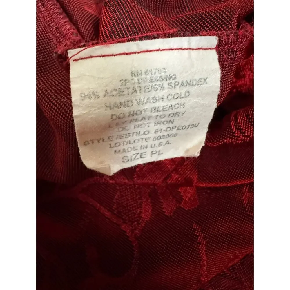 Y2K Draper’s & Damon’s Red Burnout Floral Midi Skirt Petite Large